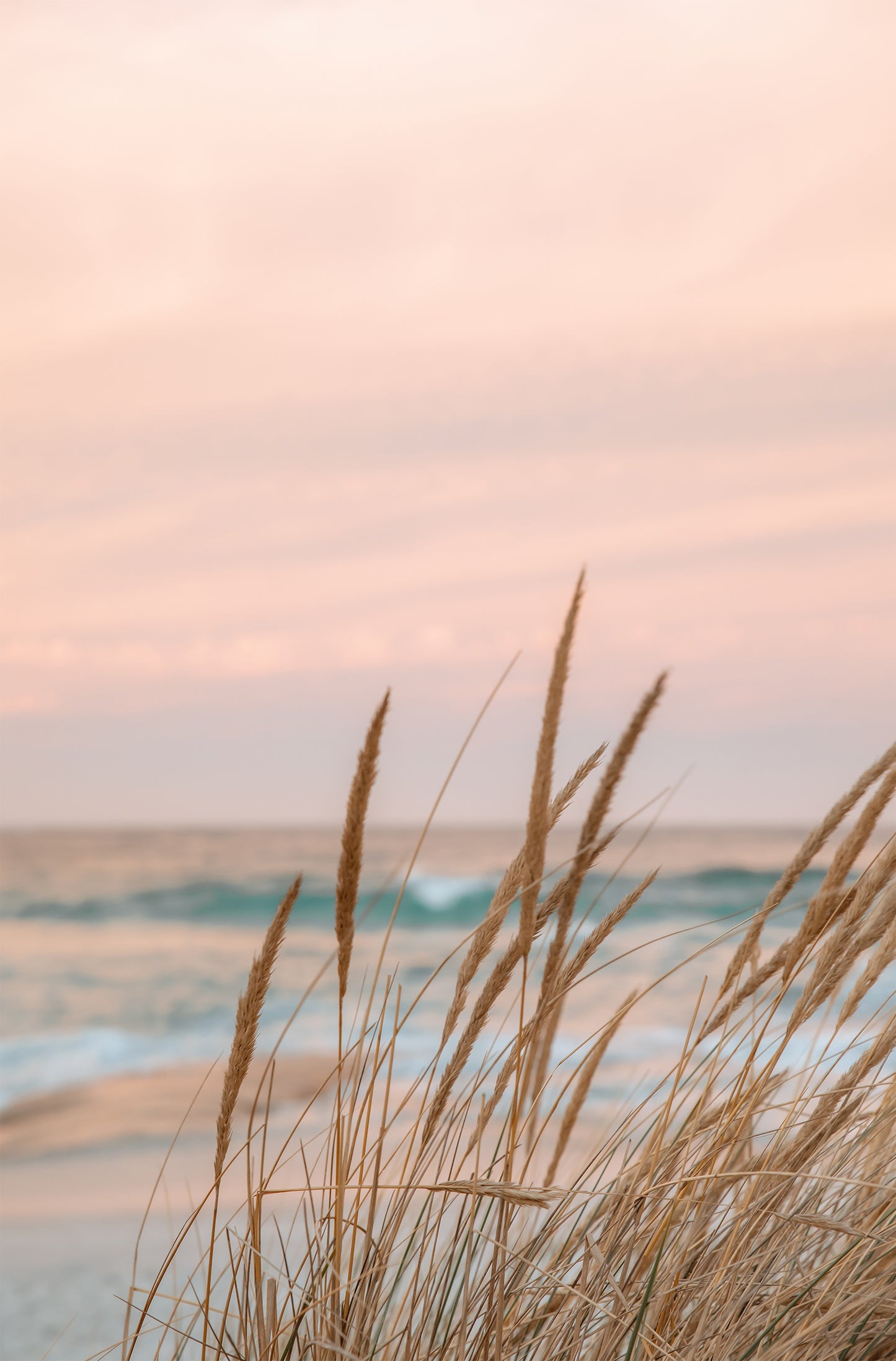 Tasmania’s Bay of Fires with this soft sunset coastal print.