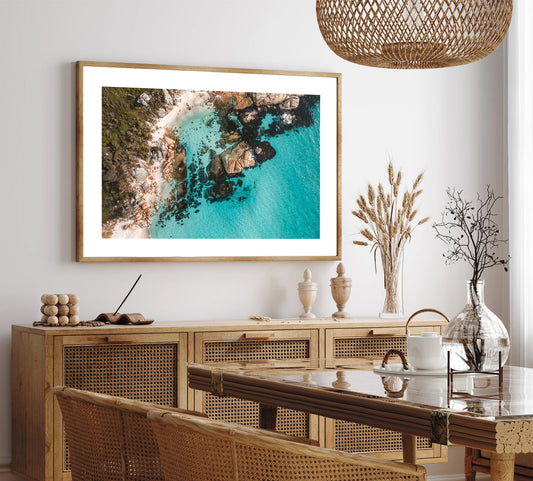 Aerial landscape print of Bay of Fires Tasmania 