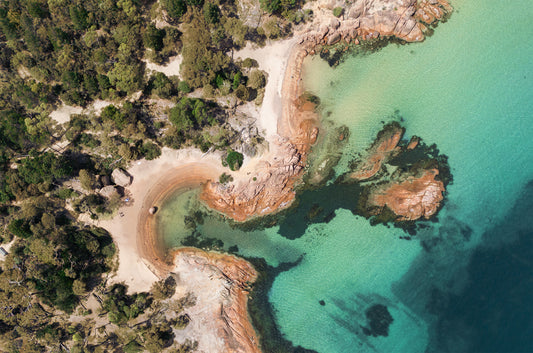 Honeymoon Bay, Freycinet Aerial Print