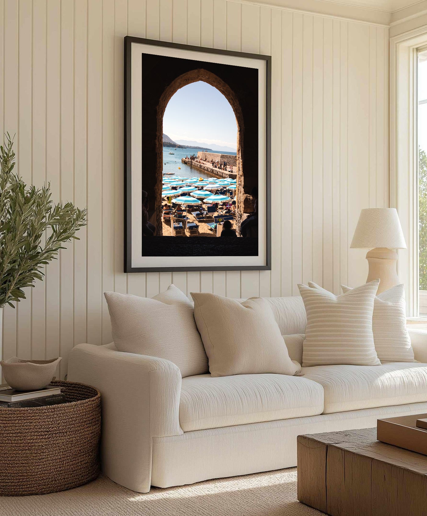 Cefalù Sicily wall art photograph in portrait format featuring Porta Pescara, the iconic archway to Porto Vecchio Beach