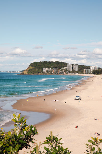 Print of North Burleigh beach curving to Burleigh Heads headland, Gold Coast – coastal wall art