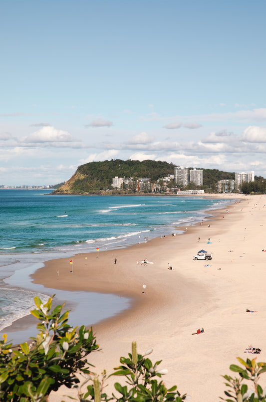 Print of North Burleigh beach curving to Burleigh Heads headland, Gold Coast – coastal wall art